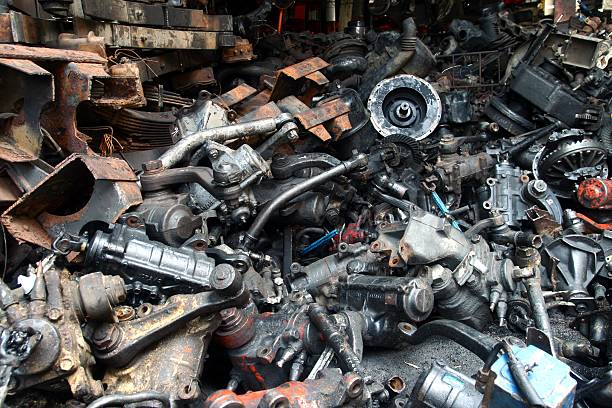 Used and surplus car engines and other car parts sold at a scrapyard